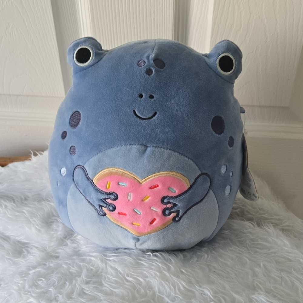 Squishmallows Agnolo the Blue Frog with Heart Donut –‎ Valentine’s Day Edition –